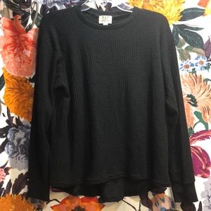 Black Waffle Knit long sleeved top